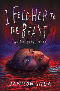 Cover of I Feed Her to the Beast featuring a young black woman lying in red liquid against a purple and red background